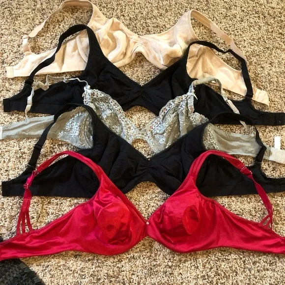 Elegant Women's Lace and Satin Bra Set - Black, Red, Cream blue Maidenform Olga - Picture 2 of 3